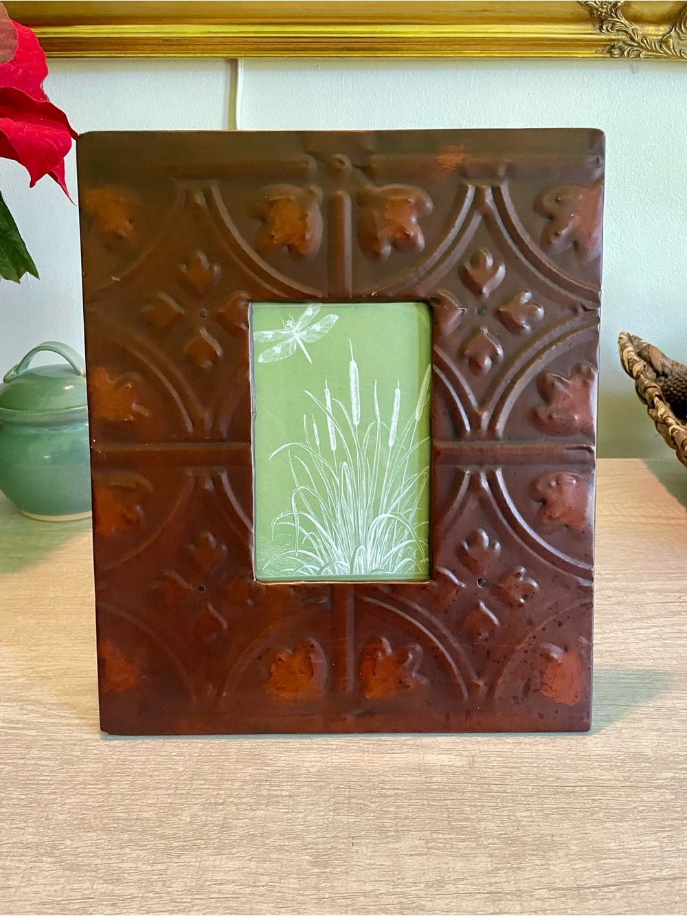 Antique Tin Ceiling Tile Picture Frame - Picture 3 of 11
